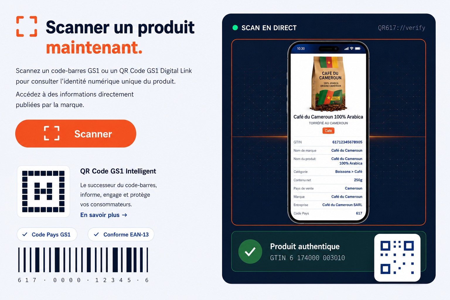 Scanner un produit maintenant - QR617 GS1 Cameroun